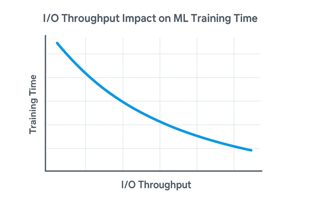 SageMaker ML storage I/O throughput vs. training time chart