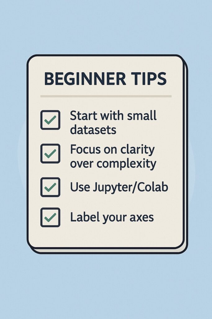 Checklist image summarizing beginner tips for Python data visualization