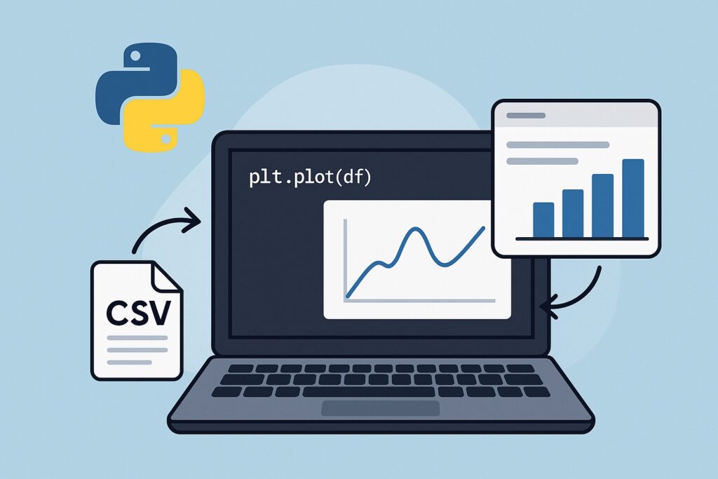 Feature image showing Python data visualization with code and charts from Matplotlib and Pandas