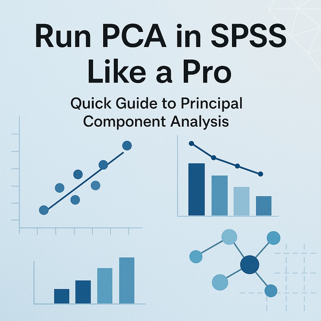 Feature image for Run PCA in SPSS tutorial showing statistical data and PCA visualization