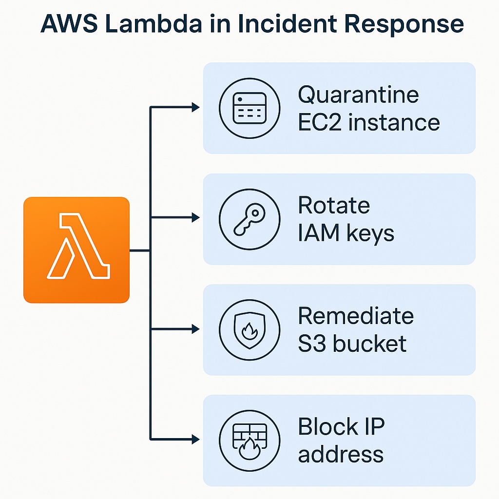 Diagram showing AWS Lambda functions used for automated incident response