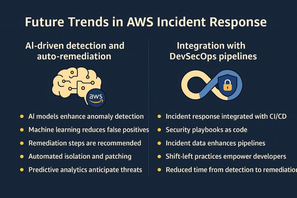 Future trends in AWS incident response with AI-driven automation and DevSecOps pipelines.