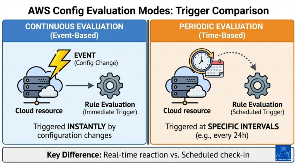 Comparison of continuous and periodic AWS Config evaluation triggers
