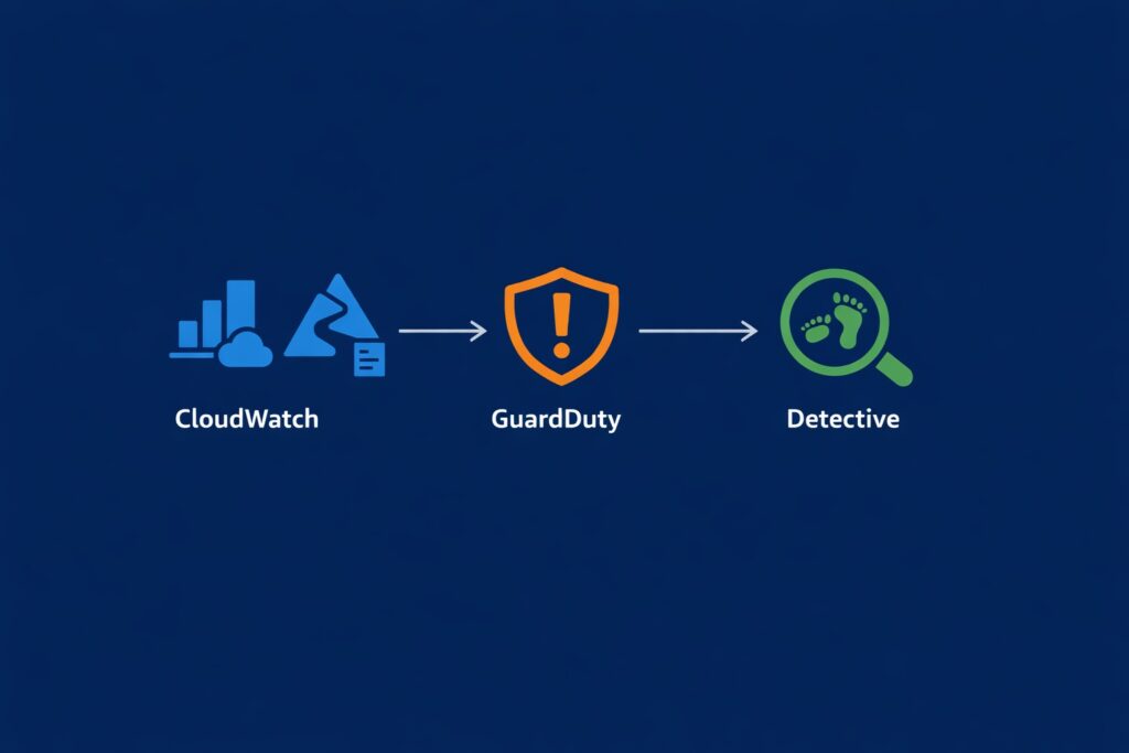 aws observability pipeline cloudwatch cloudtrail guardduty detective diagram