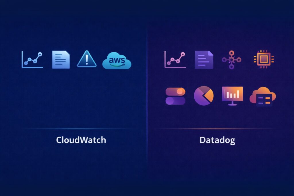 CloudWatch vs Datadog feature comparison diagram